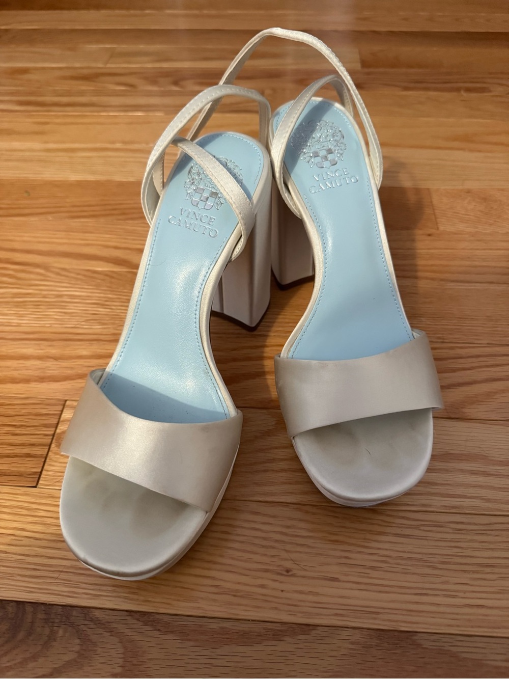 Vince Camuto Cream Platform Block Heel Sandals